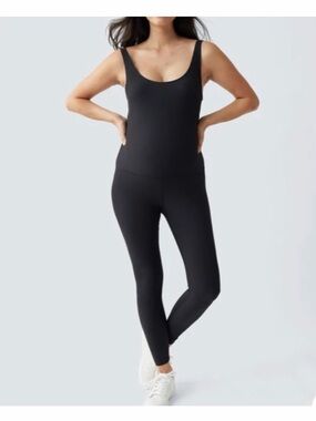 Ingrid & Isabel Rib Full Length Maternity Bodysuit Black Large Leisure stretch